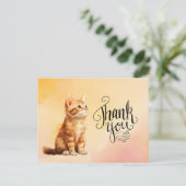 Gember Kat  Dank je waterverf Briefkaart (Staand voorkant)