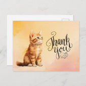 Gember Kat  Dank je waterverf Briefkaart (Voorkant / Achterkant)