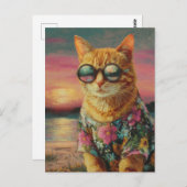 Gember Kat in een zonnebril Briefkaart (Voorkant / Achterkant)