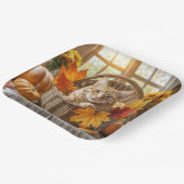 Gember Kat in Herfst Mand Papieren Bordje (Gebogen)
