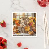 Gember Kat in Herfst Mand Servet (Insitu)