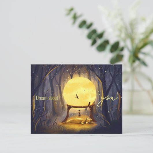 Gember kat in het betoverde bos aanpasbaar briefkaart (Staand voorkant)