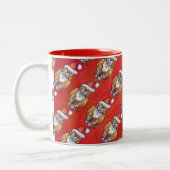 Gember Kat Kerstmis Op Rood Tweekleurige Koffiemok (Links)