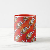 Gember Kat Kerstmis Op Rood Tweekleurige Koffiemok (Center)