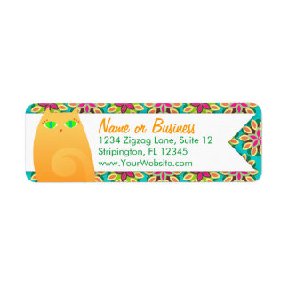  gember Kat op Bloemen - Custom Labels