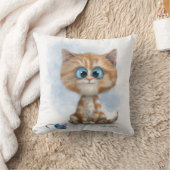 Gember Kitten met Muis Cartoon Kussen (Deken)