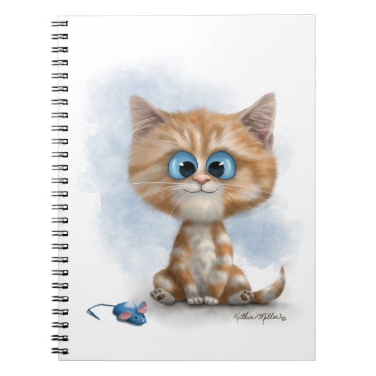 Gember Kitten met Muis Cartoon Notitieboek (Voorkant)