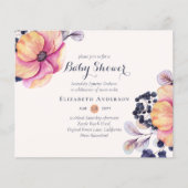 Gember Navy Bloemen Baby Shower Uitnodigingen BUDG (Voorkant)