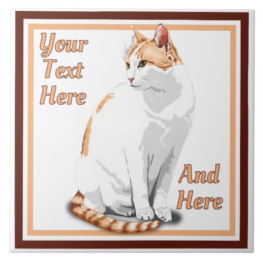 Gember Oranje en Witte Kat Persoonlijk Tegeltje (Voorkant)