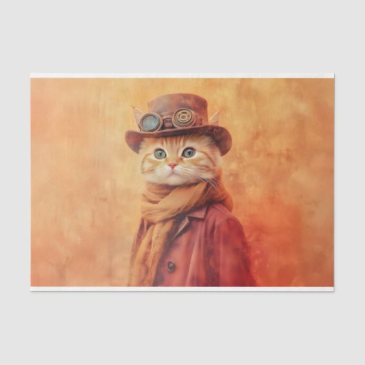 Gember Tabby Kat, Extra Achtergrond DV7L Découpage Tissuepapier (Voorkant)