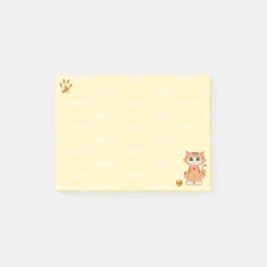 Gember Tabby Poes Kat Cartoon op Geel Post-it® Notes (Voorkant)