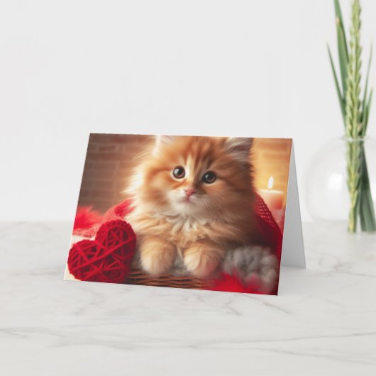 Gember Valentijn Kitten Garens Hart Kaart (Voorkant)