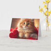 Gember Valentine Kitten Garenzak Hart Kaart (Gele Bloem)