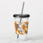 Gember wit zwart kat diagonaal patroon acryl drinkbeker (Achterkant)