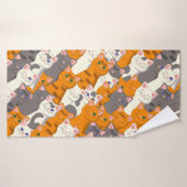 Gember wit zwart kat diagonaal patroon badhanddoek (Badhanddoek)