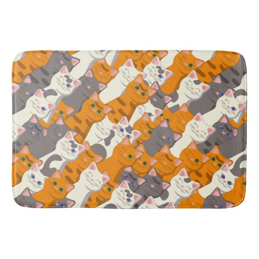 Gember wit zwart kat diagonaal patroon badmat (Voorkant)