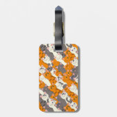 Gember wit zwart kat diagonaal patroon bagagelabel (Achterkant verticaal)