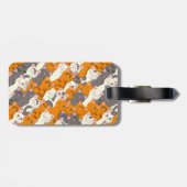 Gember wit zwart kat diagonaal patroon bagagelabel (Achterkant horizontaal)