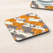 Gember wit zwart kat diagonaal patroon bier onderzetter (Linkerzijde)