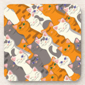 Gember wit zwart kat diagonaal patroon bier onderzetter (Voorkant)