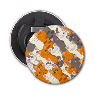 Gember wit zwart kat diagonaal patroon button flesopener