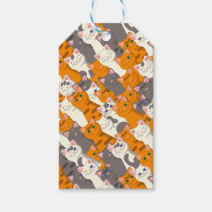Gember wit zwart kat diagonaal patroon cadeaulabel