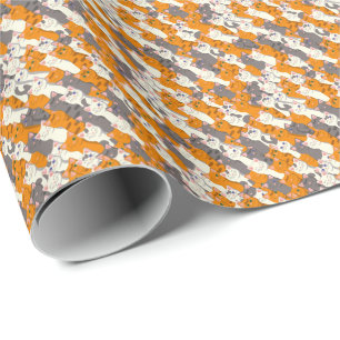 Gember wit zwart kat diagonaal patroon cadeaupapier