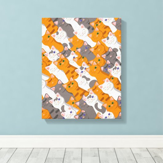 Gember wit zwart kat diagonaal patroon canvas afdruk (Insitu (Houten vloer))