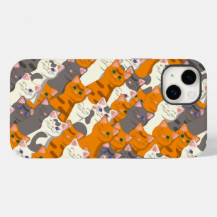 Gember wit zwart kat diagonaal patroon Case-Mate iPhone 14 plus hoesje