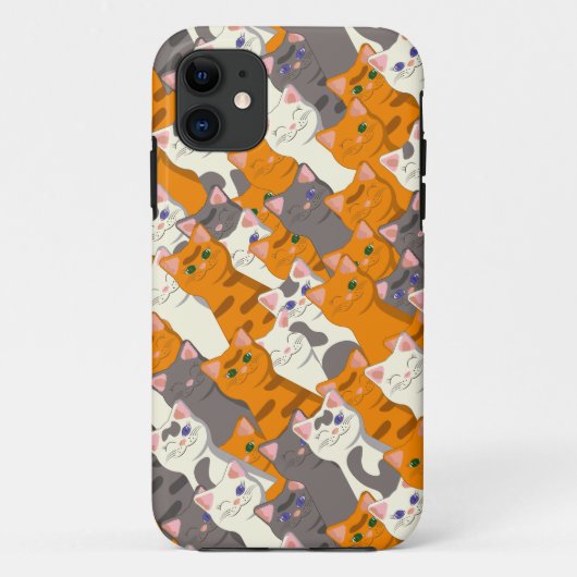 Gember wit zwart kat diagonaal patroon Case-Mate iPhone case (Achterkant)