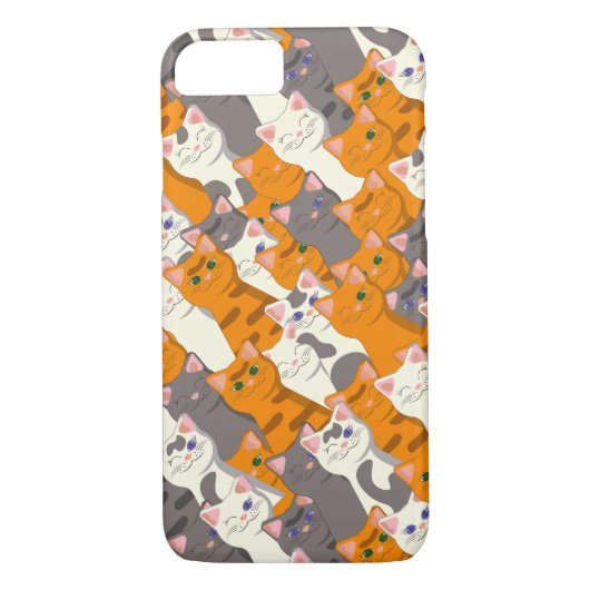 Gember wit zwart kat diagonaal patroon Case-Mate iPhone case (Achterkant)