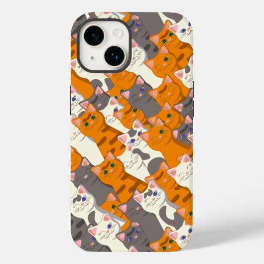 Gember wit zwart kat diagonaal patroon Case-Mate iPhone case (Achterkant)