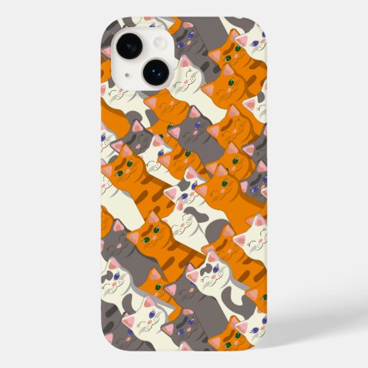 Gember wit zwart kat diagonaal patroon Case-Mate iPhone case (Achterkant)