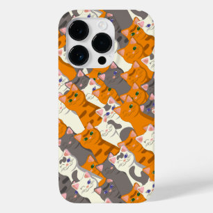 Gember wit zwart kat diagonaal patroon Case-Mate iPhone 14 pro hoesje