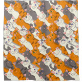 Gember wit zwart kat diagonaal patroon douchegordijn (Voorkant)