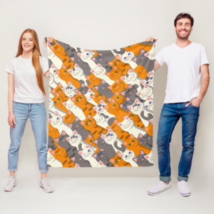 Gember wit zwart kat diagonaal patroon fleece deken