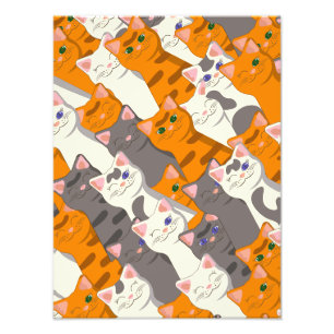 Gember wit zwart kat diagonaal patroon foto afdruk