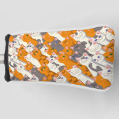 Gember wit zwart kat diagonaal patroon golfheadcover (Voorkant)