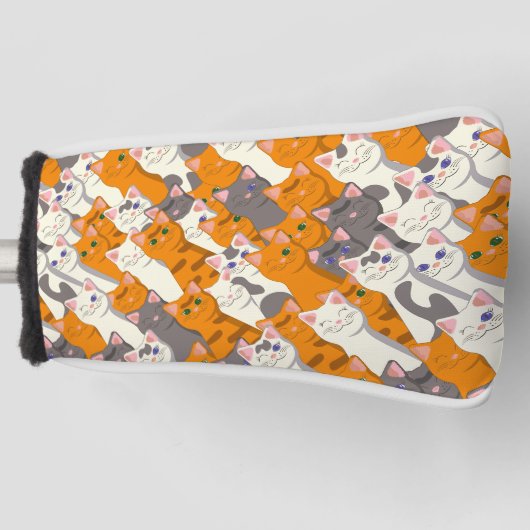 Gember wit zwart kat diagonaal patroon golfheadcover (Voorkant)