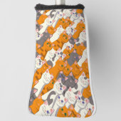 Gember wit zwart kat diagonaal patroon golfheadcover (Draai 90)