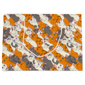 Gember wit zwart kat diagonaal patroon groot cadeauzakje (Voorkant)