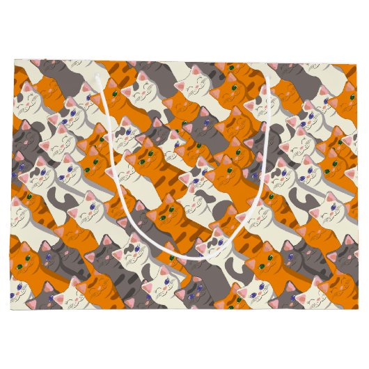 Gember wit zwart kat diagonaal patroon groot cadeauzakje (Achterkant)