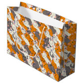 Gember wit zwart kat diagonaal patroon groot cadeauzakje (Voorkant Gekanteld)