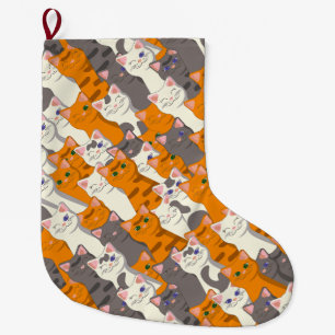 Gember wit zwart kat diagonaal patroon grote kerstsok