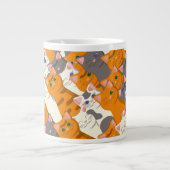 Gember wit zwart kat diagonaal patroon grote koffiekop (Voorkant)