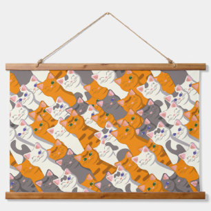 Gember wit zwart kat diagonaal patroon hangend wandkleed