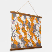 Gember wit zwart kat diagonaal patroon hangend wandkleed (Gebogen)