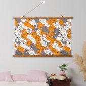 Gember wit zwart kat diagonaal patroon hangend wandkleed (Slaapkamer)