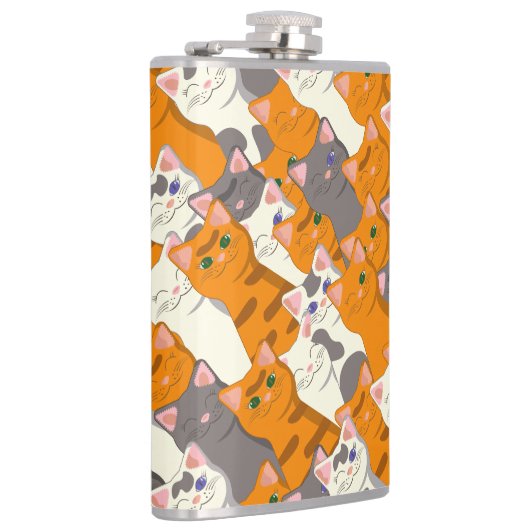 Gember wit zwart kat diagonaal patroon heupfles (Rechts)