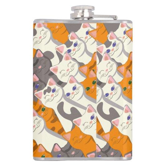 Gember wit zwart kat diagonaal patroon heupfles (Achterkant)